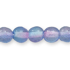Bead, Preciosa Czech Pressed Glass, 6mm Round Bead - Two-Tone Lt. Aqua/Amethyst (Hole Size 0.7mm)