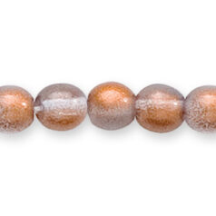 Bead, Preciosa Czech Pressed Glass, 6mm Round Bead - Two-Tone Copper/Lt. Sapphire (Hole Size 0.7mm)