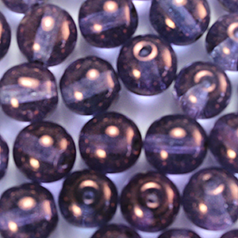 Bead, Preciosa Czech Pressed Glass, 8mm Round Bead - Bronze Lustre Amethyst (Hole Size 1.1mm)