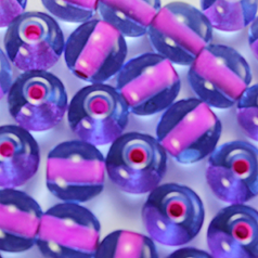 Bead, Preciosa Czech Pressed Glass, 8mm Round - Colourlined Blue/Purple (Hole Size 1.1mm)