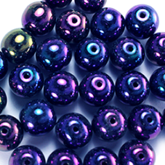 Bead, Preciosa Czech Pressed Glass, 10mm Round - IRIS Navy (Hole Size 1.1mm)