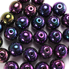 Bead, Preciosa Czech Pressed Glass, 10mm Round - IRIS Purple (Hole Size 1.1mm)