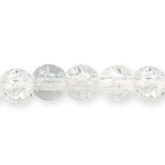 Bead, Preciosa Czech Pressed Glass, 6mm Round Bead with Crackle Effect - Crystal (Hole Size 1.1mm)