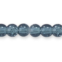 Bead, Preciosa Czech Pressed Glass, 6mm Round Bead with Crackle Effect - Montana Blue