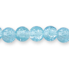 Bead, Preciosa Czech Pressed Glass, 6mm Round Bead with Crackle Effect - Light Aqua