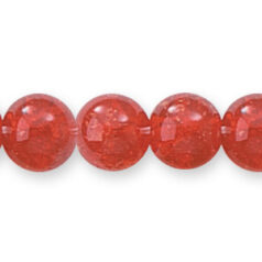 Bead, Preciosa Czech Pressed Glass, 8mm Round Bead with Crackle Effect - Siam Red (Hole Size 1.1mm)