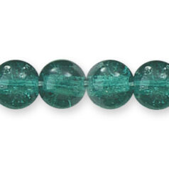 Bead, Preciosa Czech Pressed Glass, 8mm Round Bead with Crackle Effect - Light Emerald (Hole Size 1.1mm)