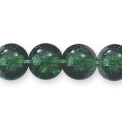 Bead, Preciosa Czech Pressed Glass, 8mm Round Bead with Crackle Effect - Emerald (Hole Size 1.1mm)