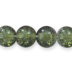Bead, Preciosa Czech Pressed Glass, 8mm Round Bead with Crackle Effect - Olivine (Hole Size 1.1mm)