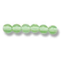 Bead, Preciosa Czech Druk Glass, 4mm Round Bead - Transparent Peridot (Hole Size 0.9mm)