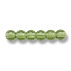 Bead, Preciosa Czech Druk Glass, 4mm Round Bead - Transparent Olive Green (Hole Size 0.9mm)