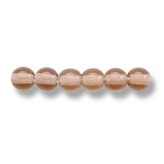 Bead, Preciosa Czech Druk Glass, 4mm Round Bead - Transparent Dark Smoke Topaz (Hole Size 0.9mm)