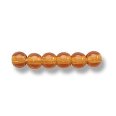 Bead, Preciosa Czech Druk Glass, 4mm Round Bead - Transparent Madeira Brown (Hole Size 0.9mm)