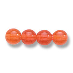 Bead, Preciosa Czech Druk Glass, 6mm Round Bead - Transparent Orange (Hole Size 1.1mm)