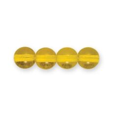 Bead, Preciosa Czech Druk Glass, 6mm Round Bead - Transparent Dark Yellow (Hole Size 1.1mm)