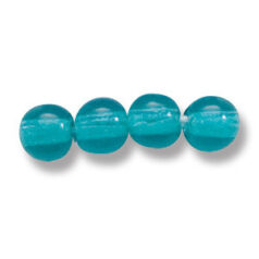 Bead, Preciosa Czech Druk Glass, 6mm Round Bead - Transparent Green Aqua (Hole Size 1.1mm)
