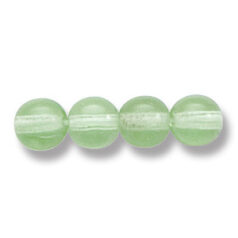 Bead, Preciosa Czech Druk Glass, 6mm Round Bead - Transparent Pale Green (Hole Size 1.1mm)