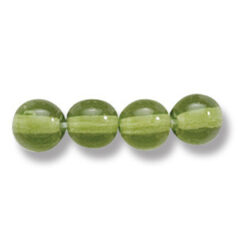 Bead, Preciosa Czech Druk Glass, 6mm Round Bead - Transparent Olive Green (Hole Size 1.1mm)
