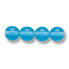 Bead, Preciosa Czech Druk Glass, 6mm Round Bead - Transparent Aqua (Hole Size 1.1mm)