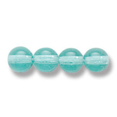 Bead, Preciosa Czech Druk Glass, 6mm Round Bead - Transparent Light Green Aqua (Hole Size 1.1mm)
