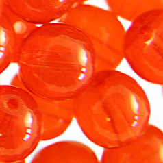 Bead, Preciosa Czech Druk Glass, 8mm Round Bead - Transparent Orange (Hole Size 1.1mm)