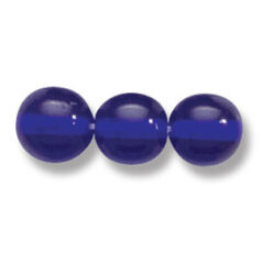 Bead, Preciosa Czech Druk Glass, 8mm Round Bead - Transparent Cobalt Blue (Hole Size 1.1mm)