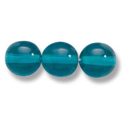 Bead, Preciosa Czech Druk Glass, 8mm Round Bead - Transparent Green Aqua (Hole Size 1.1mm)