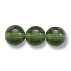 Bead, Preciosa Czech Druk Glass, 8mm Round Bead - Transparent Olive Green (Hole Size 1.1mm)