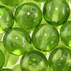 Bead, Preciosa Czech Druk Glass, 8mm Round Bead - Transparent Light Olive Green (Hole Size 1.1mm)