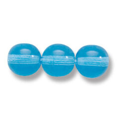 Bead, Preciosa Czech Druk Glass, 8mm Round Bead - Transparent Aqua (Hole Size 1.1mm)