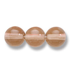 Bead, Preciosa Czech Druk Glass, 8mm Round Bead - Transparent Smoke Topaz (Hole Size 1.1mm)