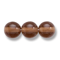 Bead, Preciosa Czech Druk Glass, 8mm Round Bead - Transparent Dark Smoke Topaz (Hole Size 1.1mm)