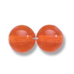 Bead, Preciosa Czech Druk Glass, 10mm Round  Bead - Transparent Orange (Hole Size 1.1mm)