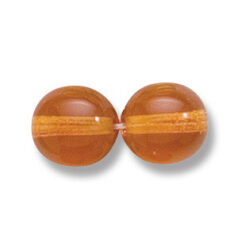 Bead, Preciosa Czech Druk Glass, 10mm Round  Bead - Transparent Topaz (Hole Size 1.1mm)