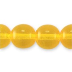 Bead, Preciosa Czech Druk Glass, 10mm Round  Bead - Transparent Dark Yellow (Hole Size 1.1mm)