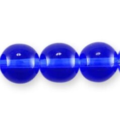 Bead, Preciosa Czech Druk Glass, 10mm Round  Bead - Transparent Dark Sapphire (Hole Size 1.1mm)