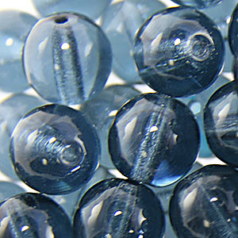 Bead, Preciosa Czech Druk Glass, 10mm Round  Bead - Transparent Montana Blue (Hole Size 1.1mm)