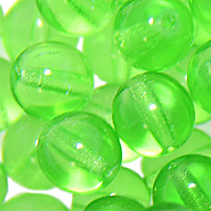 Bead, Preciosa Czech Druk Glass, 10mm Round Bead - Transparent Pale Green (Hole Size 1.1mm)