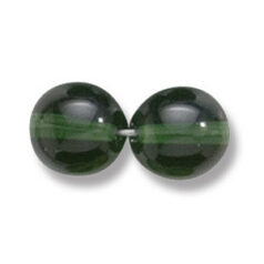Bead, Preciosa Czech Druk Glass, 10mm Round  Bead - Transparent Olive Green (Hole Size 1.1mm)