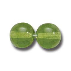 Bead, Preciosa Czech Druk Glass, 10mm Round  Bead - Transparent Light Olive Green (Hole Size 1.1mm)