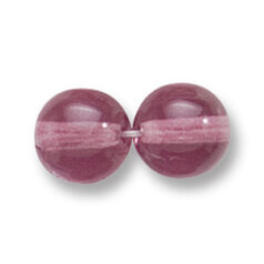 Bead, Preciosa Czech Druk Glass, 10mm Round  Bead - Transparent Amethyst (Hole Size 1.1mm)