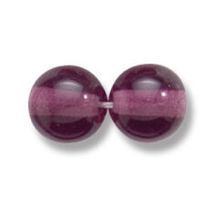 Bead, Preciosa Czech Druk Glass, 10mm Round  Bead - Transparent Dark Amethyst (Hole Size 1.1mm)