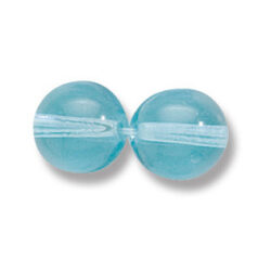 Bead, Preciosa Czech Druk Glass, 10mm Round  Bead - Transparent Light Aqua (Hole Size 1.1mm)