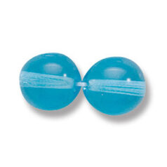 Bead, Preciosa Czech Druk Glass, 10mm Round  Bead - Transparent Aqua (Hole Size 1.1mm)