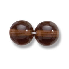 Bead, Preciosa Czech Druk Glass, 10mm Round  Bead - Transparent Dark Smoke Topaz (Hole Size 1.1mm)