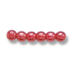 Bead, Preciosa Czech Druk Glass, 4mm Round Bead - Transparent Siam with Lustre Finish (Hole Size 0.9mm)
