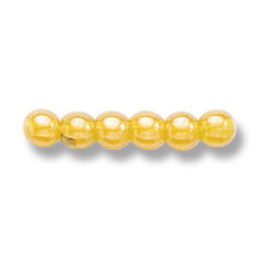Bead, Preciosa Czech Druk Glass, 4mm Round Bead - Transparent Dark Yellow with Lustre Finish (Hole Size 0.9mm)