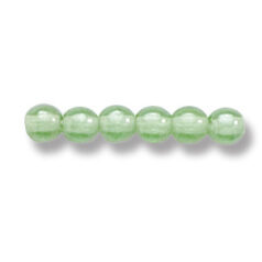 Bead, Preciosa Czech Druk Glass, 4mm Round Bead - Transparent Pale Green with Lustre Finish (Hole Size 0.9mm)