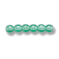 Bead, Preciosa Czech Druk Glass, 4mm Round Bead - Transparent Light Emerald with Lustre Finish (Hole Size 0.9mm)