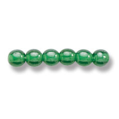 Bead, Preciosa Czech Druk Glass, 4mm Round Bead - Transparent Emerald with Lustre Finish (Hole Size 0.9mm)